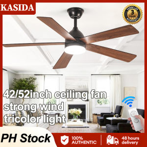 KASIDA 52inch ceiling fan with light modern dc motor slient ceiling fan with led light 3 colors dimming 6 speed wind ceiling fan with remote control ceiling fan heavy duty ceiling fan for living room dining room bedroom