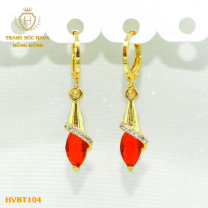 Bông Tai Nữ Đính Đá Dáng Dài Khuyên Tai Titan Xi Mạ Vàng 24k - Trang Sức Hava Hong Kong