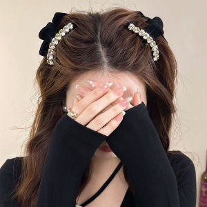 Small Size Flocking Butterfly Knot Hair Clip Womens New 2025 High End Half Updo Princess Head Bangs Hair Card Headwear