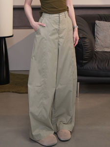 Elegantly Slimming High-Waisted Casual Pants for Women Fashionable Thin Straight Leg Loose Fit Drapey Floor-Length Style