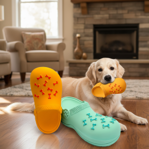 Durable Rubber Slippers-Shaped Chew Toy Teeth Cleaning & Training Indoor/Outdoor Play for Small Medium Large Dogs & Puppies