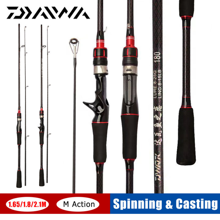 LO【Ready Stock】DAIWA Fishing Rod 1.65m/1.8m/2.1m Carbon Spinning Casting Fishing  Rod Lure Pole 2-piece Carp Fishing Freshwater Saltwater Accessories