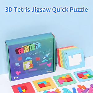 128pcs Tetris Jigsaw Puzzle Wooden Building Blocks Game Kid Montessori Educational Toy 2 Player Game