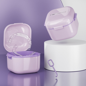 Portable Japanese Style Travel Dental Retainer Storage Box Invisible Orthodontic Appliance Cleaner Elderly False Teeth Case