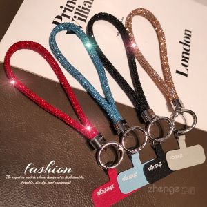 Luxurious Short Diamond Mobile Phone Lanyard New Year Fashion Key Cover Solid Smartphone Pendant Womens Wrist Strap