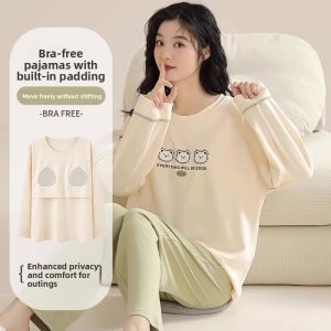 MiiOW | Loose Long Sleeve Womens Sleepwear Set Spring Autumn Cotton Polyester Home Clothes Outerwear MiiOW Cat Person Brand