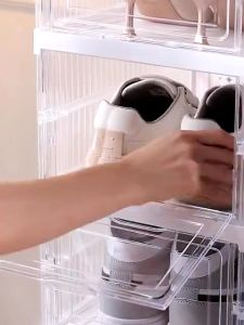 TUSSAH Foldable Shoe Box Installation-Free Folding Cabinet Storage Dust proof Shoe Rack Transparent