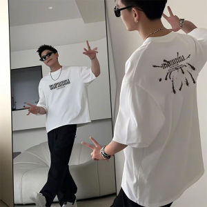 Loose Fit Mens Short Sleeve T-Shirt Pure Cotton Breathable Summer Fashion Casual Print round Neck Top for Teenagers