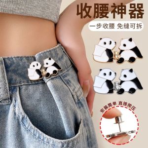 Panda Easy Matching Waisted Button Denim Pants Skirt Adjustable Waist Big Change Small Adjustable Metal Waist Handy Gadget
