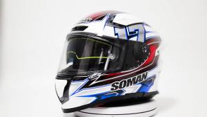 SOMAN หมวกกันน็อคสำหรับผู้ชาย หมวกกันน็อคแข่งมอเตอร์ไซค์ กระจกไฟเบอร์ สองชั้น 3C/DOT การรับรอง