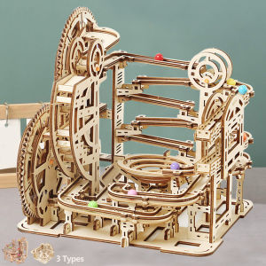 3D Wooden Puzzle Marble Run Set DIY Assemble Building Model Kits STEAM Educational Toys for Kids Adult Gifts 3 Types