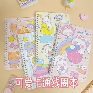 【1-3 Days Delivery】1PCS A5 Cartoon Coil Notebook Spiral Landscape aesthetic notepad 60 sheets Student Office school supplies