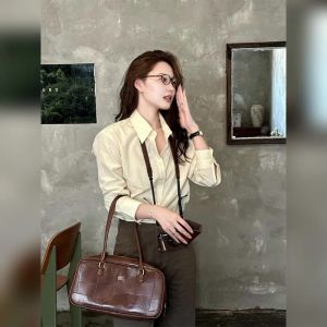 YUFUQING | Fashionable Korean Style Loose Long Sleeve Womens Shirt Yellow Early Autumn New Arrival Versatile Small Size Top Commute Wear