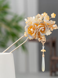 Simple Chinese Style Amber Glow Hairpin for Bun Hairstyling U-Shaped Hair Accessories Daily Wear Cheongsam Hanfu Headwear