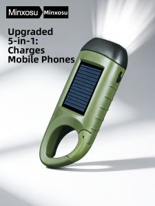 MINXOSU | Hand Crank Solar Rechargeable Bright Portable Mini LED Flashlight
