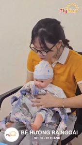 Địu vải lưới cho em bé sơ sinh 4 tư thế đi xe máy có đỡ cổ an toàn MySun