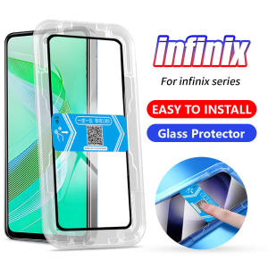 Easy Install HD Clear Tempered Glass Full Cover Screen Protector For Infinix Smart 5 7 8 9 GT 20 Note 12 30 40 Pro Hot 10S 11S NFC 20 30 40 40i 50i 9 10 11 Play Zero X Neo 4G 5G