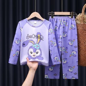 Childrens Long Sleeve Sleepwear Thin Home Clothes Set for Boys And Girls Spring Autumn Comfortable Moisture Wicking Casual Wear