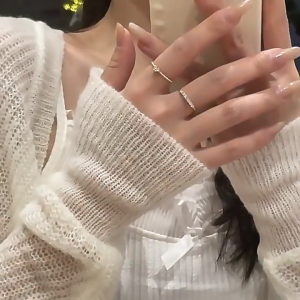 Ganten🍎Cincin Jari Telunjuk Cinta Indah untuk Wanita Cincin Sederhana Gaya Korea Serbaguna Gaya Lucu Kemewahan Ringan