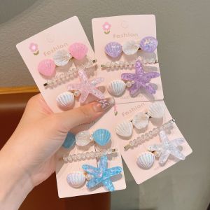 🔥Cadia👍Summer Cute Ocean Series Hairpin Transparent Mermaid Princess Starfish Shell Hairpin Hairpin