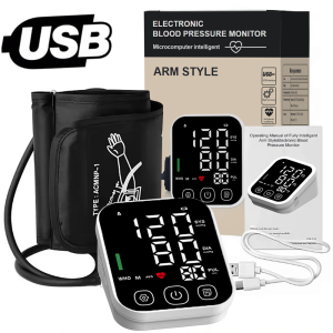 Arm Blood Pressure Monitor Portable Digital Tonometer Automatic Heart Rate Tensiometer Rechargeable Professional BP Device