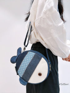 Three-Color Patchwork Large Fish Denim Crossbody Bag Womens Original Design Cute Small Bag Single Shoulder Bag for Spring Summer