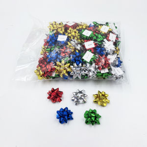 1 Inch Mini Star Bow Assorted Colors PET Ribbon Little Gift Bows for Christmas Holidays Party Decoration Presents Wrap -100pcs