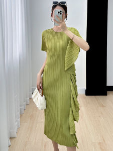 ชุดเดรสยาวแขนสั้นสไตล์เกาหลี ทรงเอ เอวสูง ผ้าโพลีเอสเตอร์ ทรงหลวม ช่วงฤดูร้อน เดรสยาวปานกลางสำหรับงานปาร์ตี้