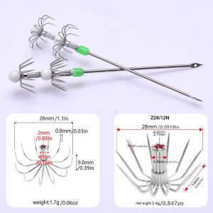 2 pcs/set long handled double-layer squid hooks flower hook right angle hook squid jig hook sea fishing hook