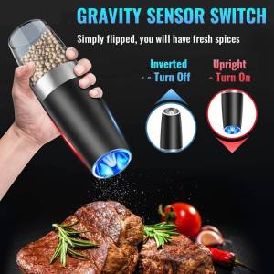 Electric Automatic Mill Spice Salt and Pepper Grinder Gravity LED Light Adjustable Coarseness Kitchen Steak Tool Sets