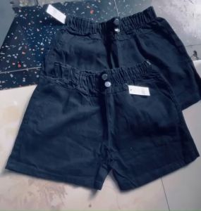 QUẦN ĐÙI KAKI 2 NÚT LƯNG NHÚN ĐÙI ĐEN ĐƠN GIẢN CÓ BIG SIZE