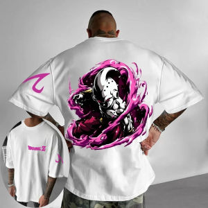 Dragon Ball Summer Mens T-shirt Anime Majin Buu Autumn Boys and Childrens Short-sleeved Oversized Trendy Parent-child Outfits