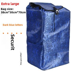 Large Double Layered Shopping Cart Bag with Handle Floral Embroidered Cloth Portable Vegetable Buying Hand Pulling Cart Bag