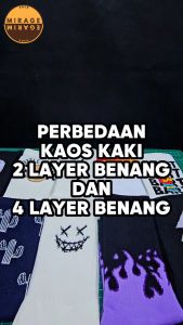 Kaos Kaki Oldschool Motif Dasar Putih Garis dan Tumit Hitam (4LAYER BENANG) No. G111