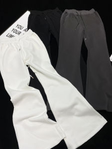 กางเกงวอร์มทรงหลวมผู้หญิง CCAINS บล็อกโพสต์พร้อมเชือกผูกสองข้าง กางเกงขายาวทรงหลวมบานเล็กบุขนแกะ