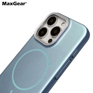 Luxury METALLIC Paint Matte Magnetic CaseสําหรับiPhone 16 15 14 13 12 11 PRO MAX PLUS 16ProกันกระแทกHard PCสําหรับMagsafeฝาครอบ