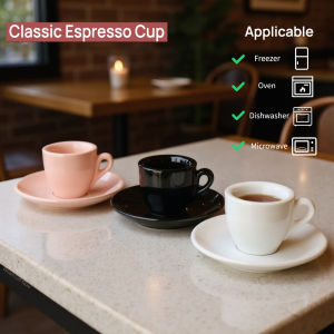 50ML Ceramic Espresso Cup with Saucer Spoon Coffee Shop Same Style Coffee Cup Espresso Shot Mugs Barista Professional Coffeeware