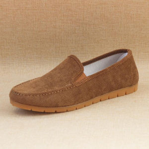Beijing Mens Casual Shoes Work Loafers Anti-slip Soft Bottom Cow Tendon Sole Easy to Wear Driving Shoes Comfortable round Toe