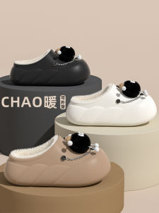 Waterproof Cotton Slippers Womens 2024 New Arrival Fall and Winter Outer Wear Warm Slugged Bottom Non Slip Interior Home Cotton Shoes Men Winter