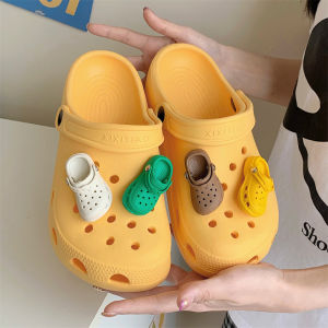 Mini Creative Hole Style Slippers for Men and Women Casual Summer Footwear Anti-Slip Couple Holed Shoes Fine Strip Brand