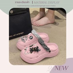 QJshop  New รองเท้าแตะหัวโตแฟชั่นสำหรับผู้หญิงน้ำหนักเบา ดีไซน์สวยแถมฟรีตัวการ์ตูนติดลวดลายใหม่ ทั้งตัวการ์ตูนและเชือก แฟชั่นใหม่นำเทรนด์แน่นอน