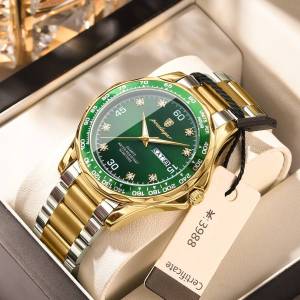 POEDAGAR Swiss Men Watches Luxury Brand Waterproof Night Light Calendar Display Stainless Steel Clock