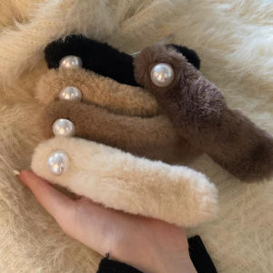 Cute Pearl Hairy Hair Clips Female Back Head Updo Single Line Clip Elegant Stuffed Hairpin Duckbilled Headdress