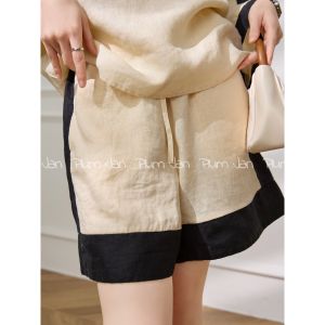 Lazy Style Summer Color-blocked Short Sleeve and Shorts Set