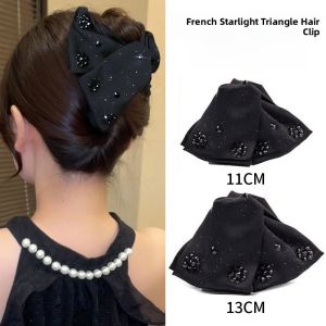 Large Triangle Hair Claw Clip for Women Elegant Ladys Back of Head High End Hair Clip Hepburn Style Ponytail Shark Clamp