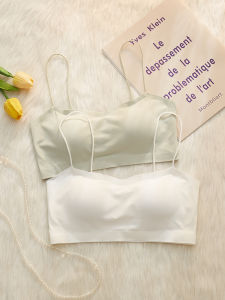 Ice ผ้าไหม Seamless ผู้หญิง Bralette ฤดูร้อน Thin เสื้อกั๊ก Style One- Piece Bandeau ป้องกันแสงคงที่ สายคล้อง Nylon Full Cup Bra