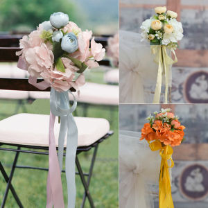 Versatile Outdoor Wedding Chair Back Flowers Church Door Handle Staircase Bouquet Decorative Props Realistic Flower Arrangement