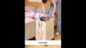 Slim Narrow Compact Laundry Basket with Wheels Handle Foldable Laundry Clothing Storage Multipurpose Yoga Toys Sports