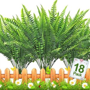 Artificial Plants Greenery Fake Boston Fern Bush Outdoor UV Resistant Daffodils Indoor Outside Home
