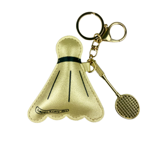 Leather Badminton Keychain Set - 5 Color Cute Sport Key Ring Charm Bag Charm Accessories with Metal Racket-Gift For Players